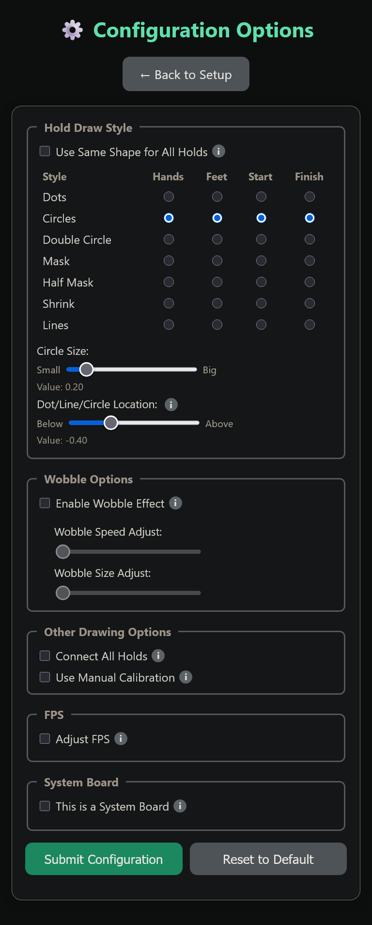 LZRvision configuration panel